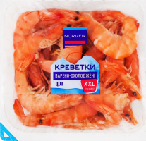 Креветки целые варено-охлажденные 20-40 XXL Norven лоток 600г