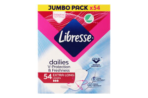 Прокладки ежедневные поглощающие Extra long Dailies V-Protection&Freshness Libresse 54шт