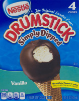 Nestle Drumstick Simply Dipped Frozen Dairy Dessert Cones Vanilla - 4 CT