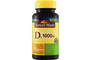 Nature Made D3 1000IU Vitamin D Supplement Tablets - 100 CT
