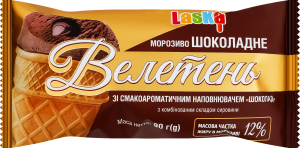 Морозиво 12% з комбінованим складом сировини шоколадне у вафельному стакані Велетень Laska м/у 90г