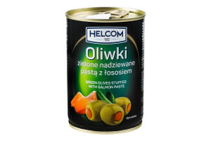 Оливки зеленые фаршированные пастой из лосося Helcom ж/б 280г
