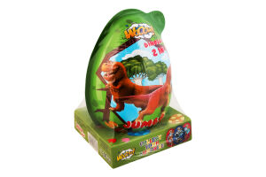 Яйце пластикове для дівчинки та хлопчика з цукерками та сюрпризом Dinosaur egg Jumbo Wooow м/у 80г