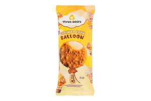 Морозиво з ароматом Попкорн в кондитерській глазурі Caramel corn balloon Three bears м/у 55г
