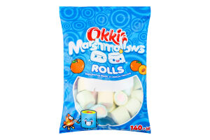 Маршмеллоу Okki 140 г Rolls зі смаком персика