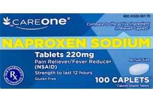 CareOne Naproxen Sodium Pain Reliever/Fever Reducer - 100 CT