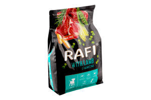 Корм полнорационный для щенков и молодых собак всех пород с ягненком Rafi м/у 3кг