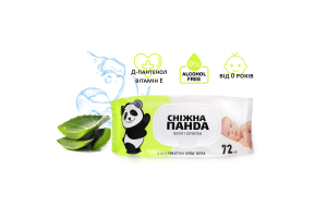 Серветки вологі для немовлят з екстрактом алое вера Snow Panda 72шт