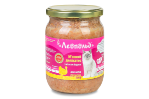 Корм д/котів М"ясний делікатес Преміум серія з м"ясом індика 500г твіст/б Леопольд
