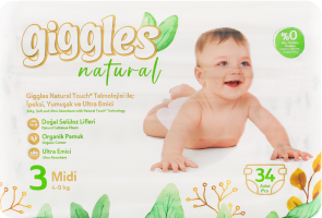 Підгузки Нейча міді 3 4-9кг 34шт Гіглс