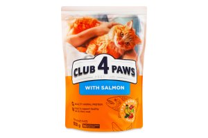 Корм сухий повнораціонний для дорослих котів З лососем Premium Club 4 Paws д/п 900г