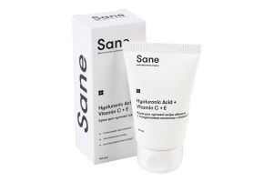 Крем для лица для чувствительной кожи с гиалуроновой кислотой + витамин C + E Sane 40мл