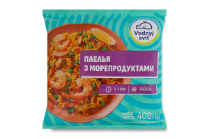 Паэлья замороженная с креветками, мясом мидии, овощами и соусом Vodnyj svit м/у 400г