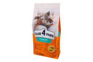 Корм д/дорослих стерилізованих котів Premium з індичкою сухий 2кг Club 4 Paws