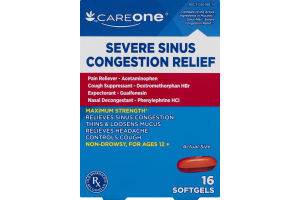 CareOne Severe Sinus Congestion Relief Softgels - 16 CT