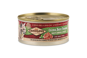 Корм д/котів з куркою качкою та фазаном 100г ж/б Карнілав