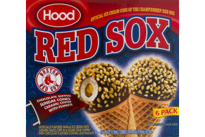 Hood Red Sox Chocolate Dipped Sundae Cones Caramel Center with Peanuts - 6 CT