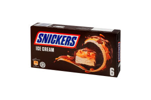 Морозиво молочне покрите молочно-шоколадною глазур'ю зі смаженим арахісом та карамеллю Snickers к/у 6х45.6г