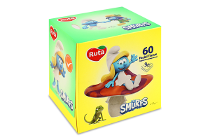 Салфетки косметические универсальные 3-х слойные 200х205мм The Smurfs Ruta 60шт