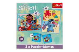 Пазлы для детей от 3лет 2in1 + memos Stitch Disney Trefl 3шт