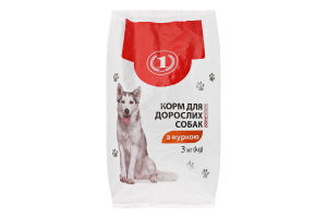 Корм сухий повнораціонний для дорослих собак з куркою ТМ "1" м/у 3кг
