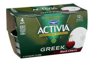 Dannon Activia Nonfat Greek Probiotic Yogurt with Bifidus Black Cherry - 4 PK