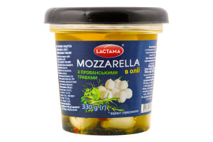Сир Mozzarella мікро з прованськими травами в олії 45% 330г стакан Lactama