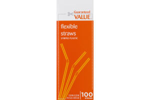 Guaranteed Value Flexible Straws Striped Plastic - 100 CT