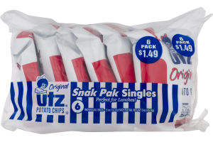 Utz Potato Chips Snak Pak Singles Original - 6 PK