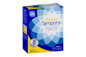 Smart Sense Regular Tampons Plastic Applicator Regular Absorbancy Unscented - 18 CT