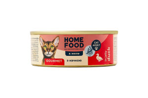 Корм д/дорослих котів Качка в желе беззерновий 85г ж/б Home Food