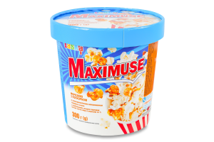 Морозиво 11% з попкорном та смакоароматичним наповнювачем Карамель солона Maximuse Laska ст 300г