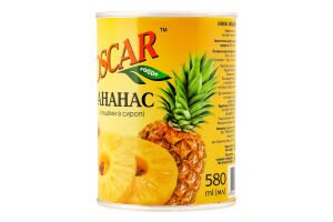 Ананас кольцами в сиропе Oscar foods ж/б 565г