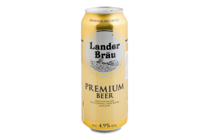 Пиво 0.5л 4.9% светлое фильтрованное пастеризованное Premium Lander Brau ж/б