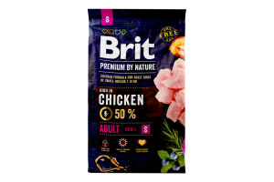 Корм сухий повноцінний для дорослих собак дрібних порід Chicken Premium by Nature Brit м/у 3кг