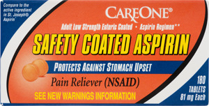 CareOne Safety Coated Aspirin Adult Low Strength Pain Reliever - 180 CT