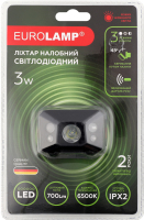Ліхтар LED чорний налобний 3W 700lm 6500K 3ААА Eurolamp