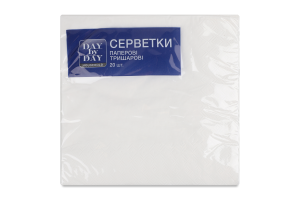 Серветки паперові 3-х шарові з тисненням по периметру білі 33x33см Day by Day 20шт