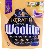 Капсули для прання для чорних та джинсових тканин з кератином Woolite 33шт