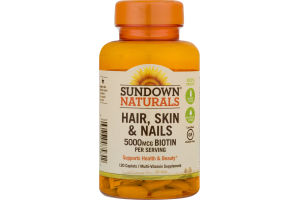 Sundown Naturals Hair, Skin & Nails 5000 mcg Biotin per serving - 120 CT