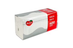 Салфетки бумажные однослойные белые 235х235мм Mega pack Silver line Ruta 400шт