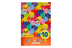 Папір кольоровий А4 двосторонній скоба 10аркушів Апельсин