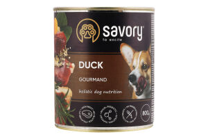 Корм д/собак з качкою 800г ж/б Сейворі