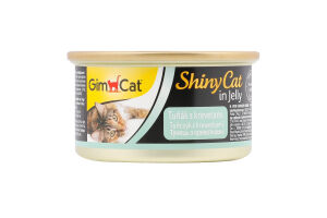 Корм консервований для котів усіх порід Тунець з креветками Shiny Cat GimCat з/б 70г