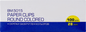 Скрепки заокруглені кольорові 28мм №BM.5015 Buromax 100шт