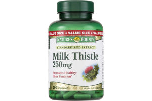 Nature's Bounty Milk Thistle 250mg Herbal Suppletment Capsules - 200 CT