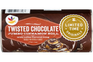 Ahold Twisted Chocolate Jumbo Cinnamon Rolls with Coffee Flavored Icing - 5 CT