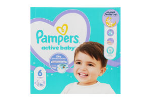 Подгузники для детей 13-18кг 6 Active Baby Pampers 56шт