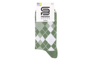 Шкарпетки жіночі Premier Socks класичні Преміум коса клітинка р.23-25 (36-40) зелені хакі