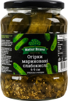 Огірки мариновані слабокислі стерилізовані 6-9см Преміум Natur Bravo в/ґ c/б 670г